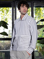 Campus Sutra Zip-Front Candy-Striped Jacket