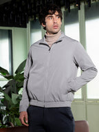 Campus Sutra Solid-Textured Bomber Jacket