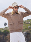 Campus Sutra Zip-Front Jacket With Fleece Collar