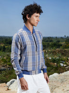 Campus Sutra Tartan Plaid Jacket With Ribbed Hem