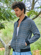 Campus Sutra Tartan Plaid Jacket With Ribbed Hem
