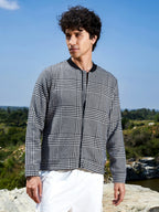 Campus Sutra Zip-Front Houndstooth Jacket