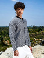 Campus Sutra Zip-Front Houndstooth Jacket