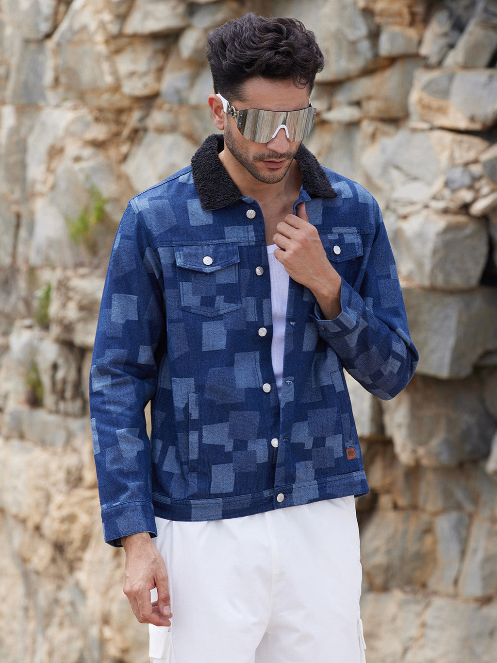 Campus Sutra Bar Striped Quilted Jacket