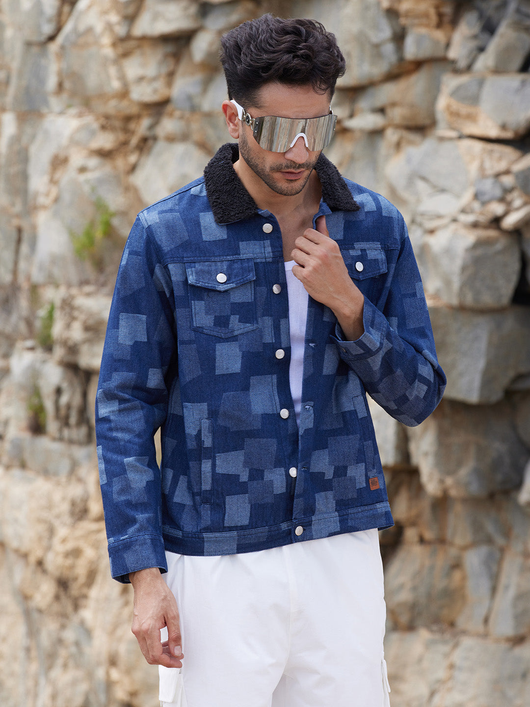 Campus Sutra Bar Striped Quilted Jacket