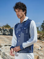 Campus Sutra Fleece Block Denim Jacket