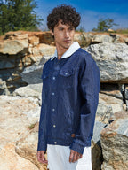 Campus Sutra Fleece Polka Dot Denim Jacket