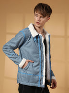 Campus Sutra Fleece-Lined Biker Jacket