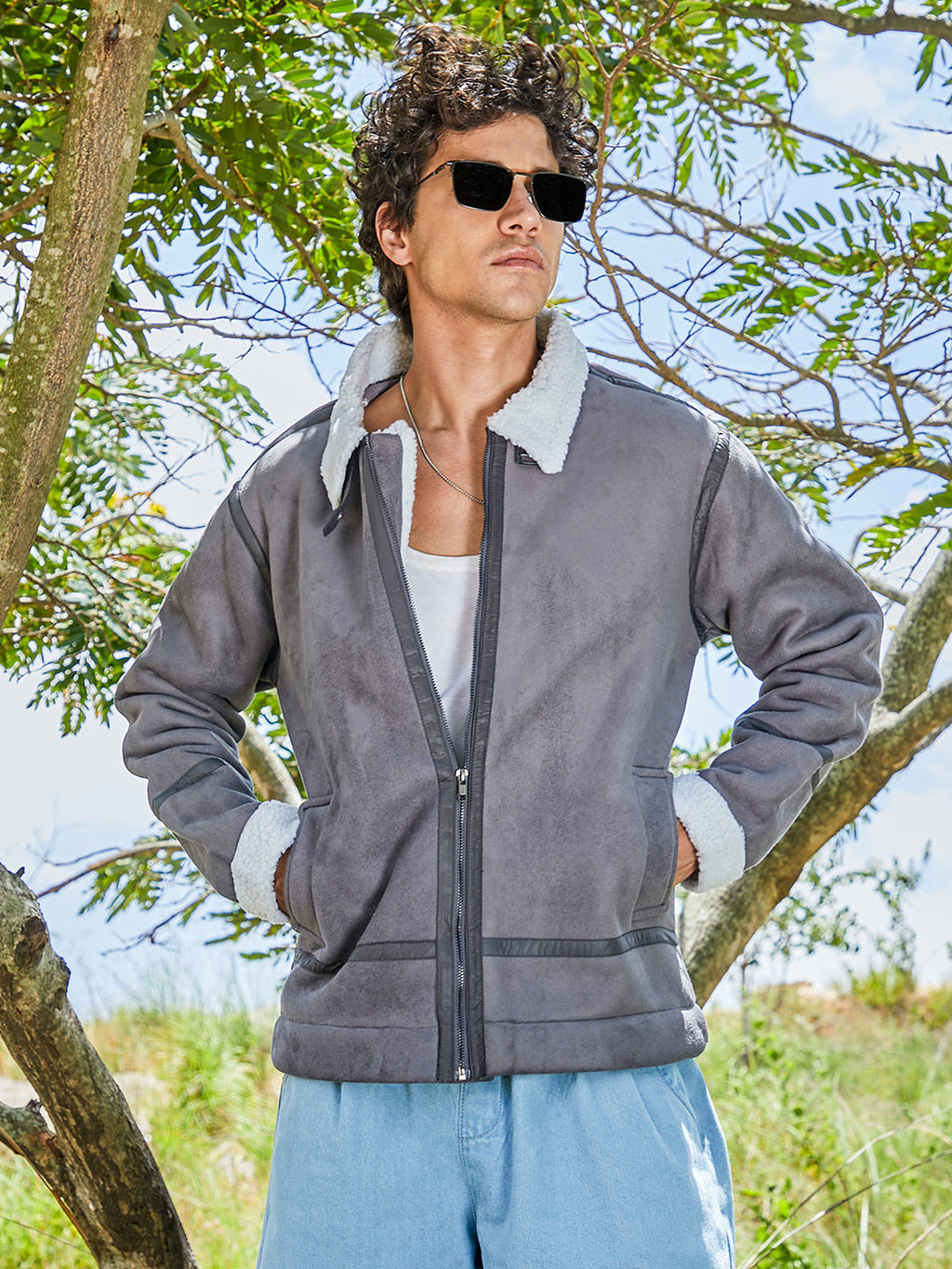 Campus Sutra Fleece Lined Biker Jacket