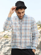Campus Sutra Tartan Plaid Bomber Jacket