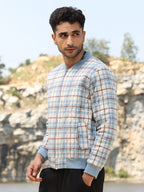 Campus Sutra Tartan Plaid Bomber Jacket