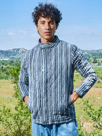 Campus Sutra Halo Striped Quilted Jacket