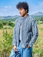 Campus Sutra Halo Striped Quilted Jacket