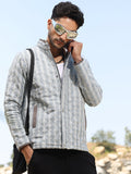 Campus Sutra Striped Quilted Bomber Jacket