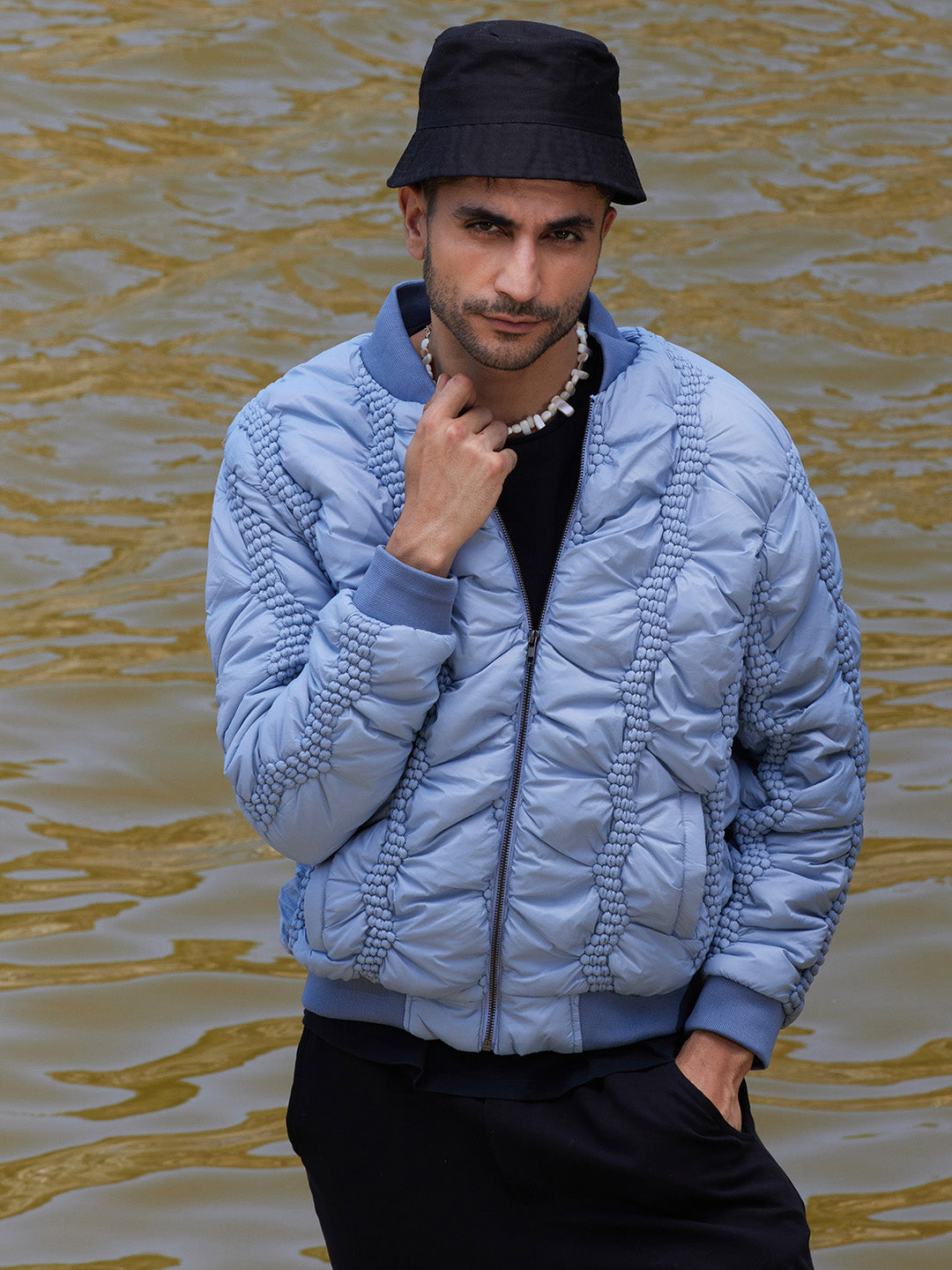 Campus Sutra Braided Crease Puffer Jacket