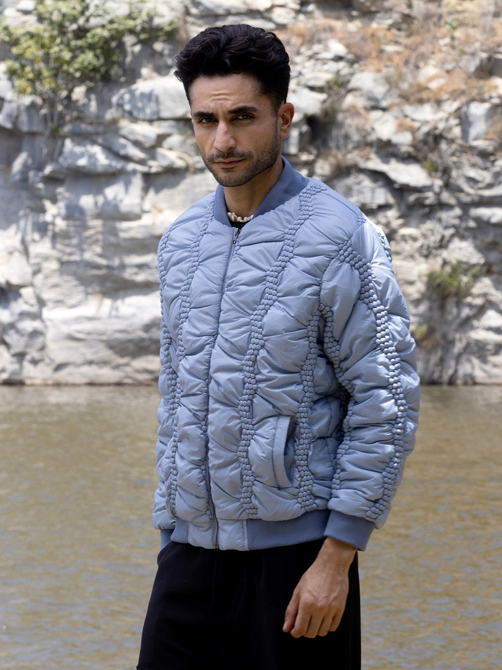 Campus Sutra Braided Crease Puffer Jacket