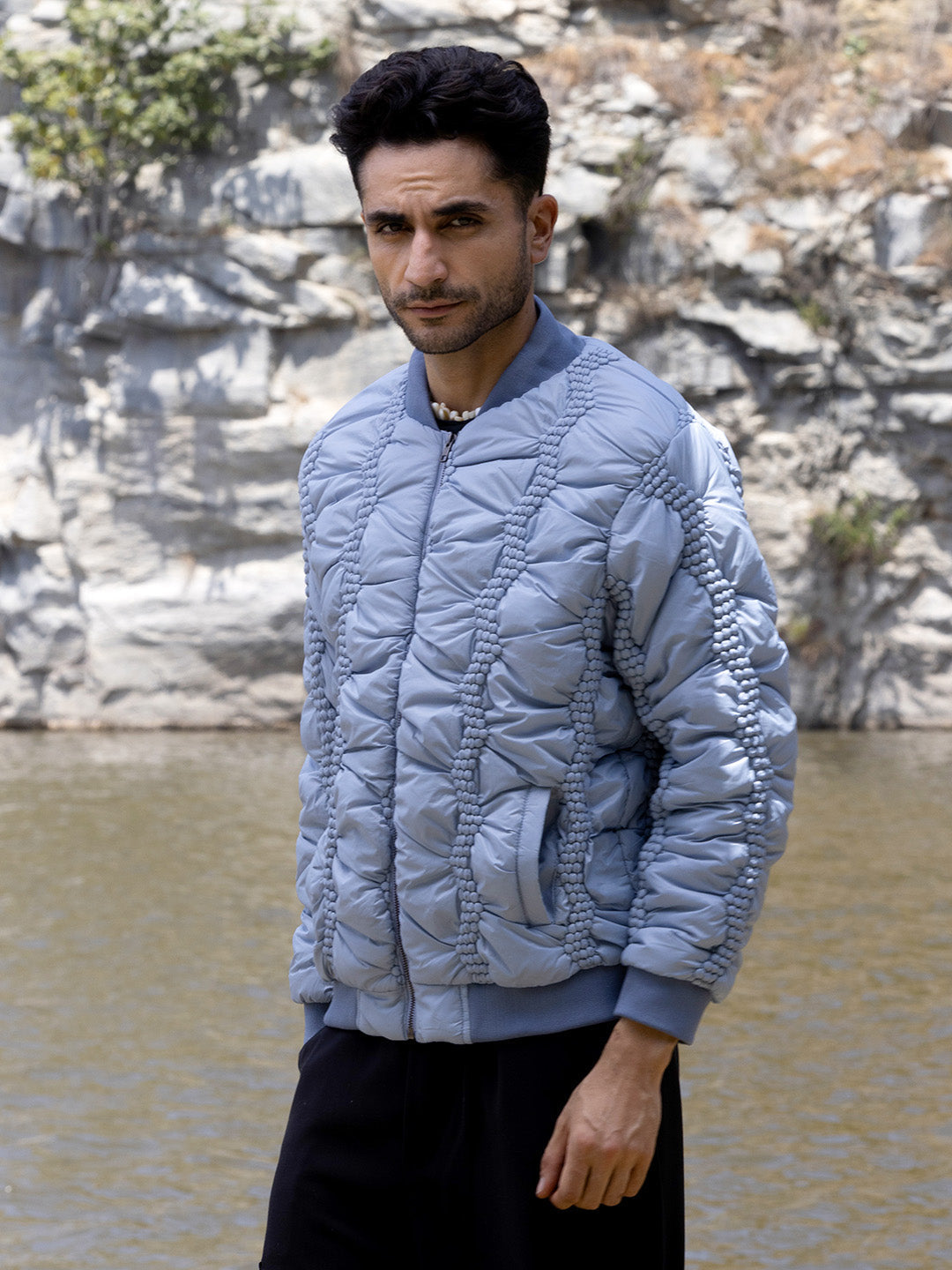 Campus Sutra Braided Crease Puffer Jacket