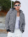 Campus Sutra Checkboard Puffer Jacket With Fleece Hood
