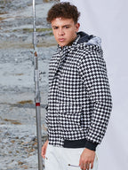 Campus Sutra Checkboard Puffer Jacket With Fleece Hood