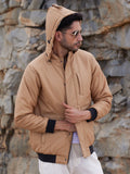 Campus Sutra Self-Design Diamond Puffer Jacket With Fleece Hood