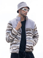 Campus Sutra Camouflage Sherpa Zip-Front Jacket