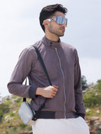 Campus Sutra Zip-Front Jacket With Ribbed Hem