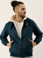 Campus Sutra Fur-Lined Suede Bomber Jacket