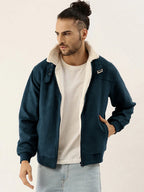 Campus Sutra Fur-Lined Suede Bomber Jacket