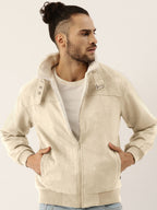 Campus Sutra Fur-Lined Suede Bomber Jacket