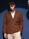 Campus Sutra Band-Collar Heathered Shacket