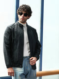 Campus Sutra Coated Panel-Stitch Rider Jacket