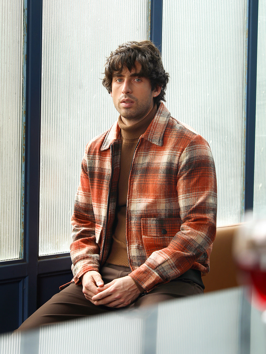 Campus Sutra Zip-Front Plaid Jacket