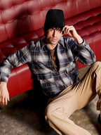 Campus Sutra Zip-Front Plaid Jacket