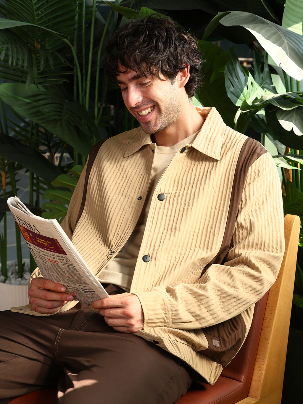 Campus Sutra Panelled Crease-Tactile Jacket