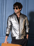 Campus Sutra Patent-Panel Bomber Jacket