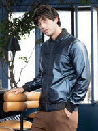 Campus Sutra Patent-Panel Bomber Jacket