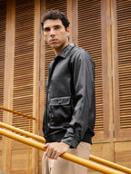 Campus Sutra Zip-Front Embossed Jacket