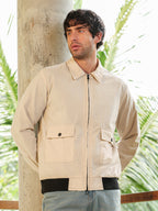 Campus Sutra Zip-Front Geometric-Jacquard Jacket