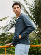 Campus Sutra Embossed-Suede Biker Jacket