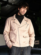 Campus Sutra Reptilia-Jacquard Biker Jacket