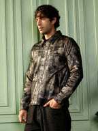 Campus Sutra Reptilia-Jacquard Bomber Jacket
