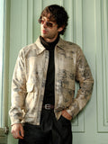 Campus Sutra Reptilia-Jacquard Zip-Front Jacket