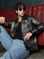 Campus Sutra Reptilia-Jacquard Zip-Front Jacket