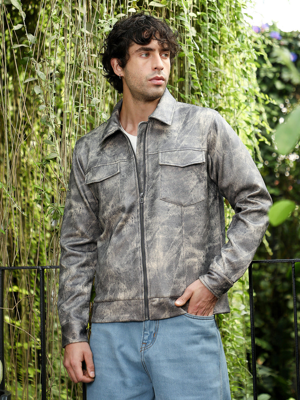Campus Sutra Dye Utility-Twill Bomber Jacket