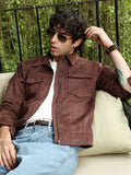Campus Sutra Solid Utility-Suede Bomber Jacket
