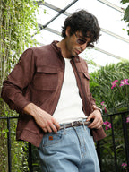 Campus Sutra Solid Utility-Suede Rider Jacket