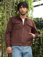 Campus Sutra Solid Utility-Suede Rider Jacket
