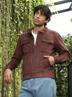 Campus Sutra Solid Utility-Suede Rider Jacket