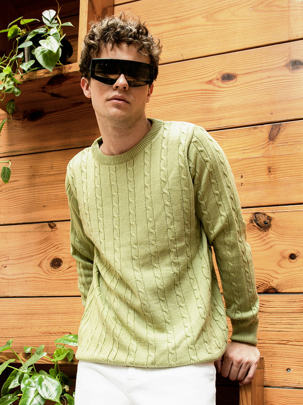 Campus Sutra Cable Knit Sweater