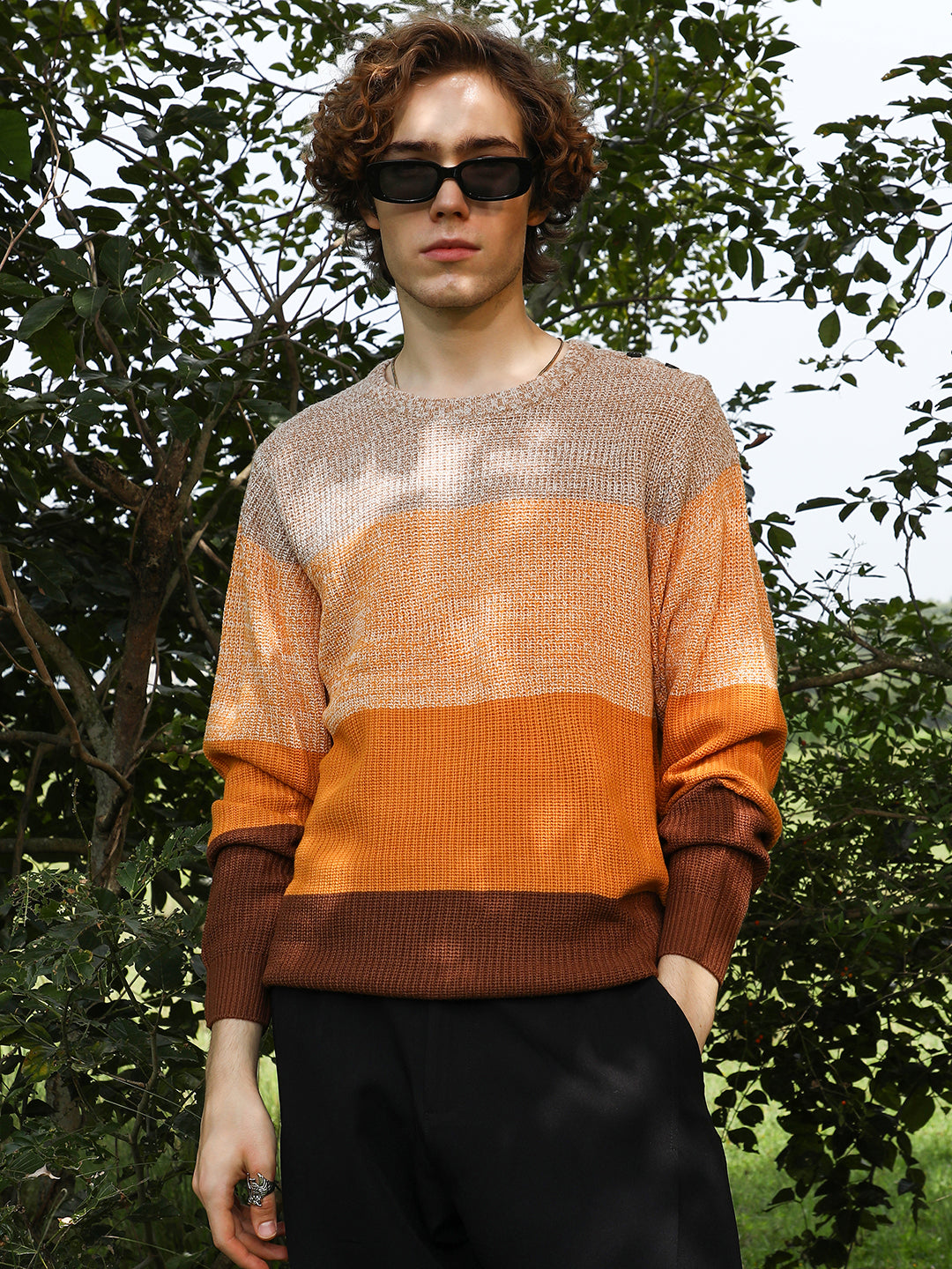 Campus Sutra Contrast Panel Pullover Sweater
